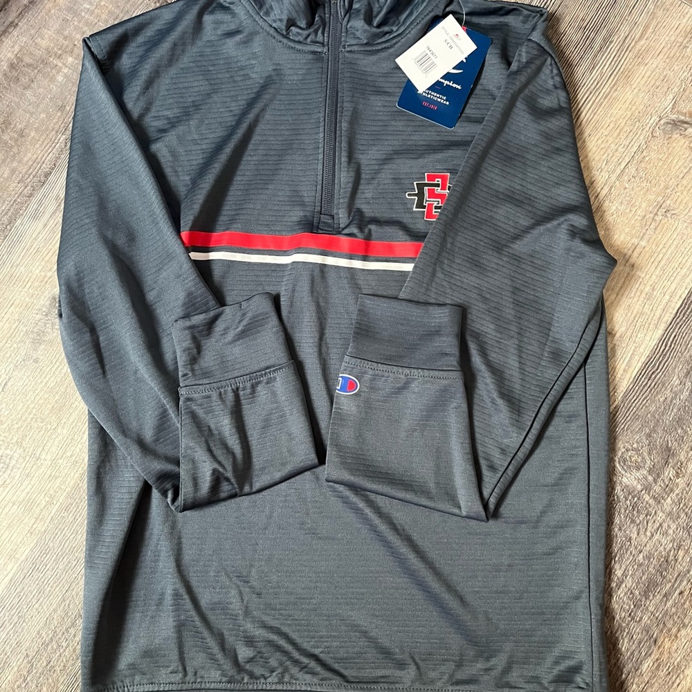 SDSU Athletic Champion Gray and Red Lightweight 1/4 Zip Jacket